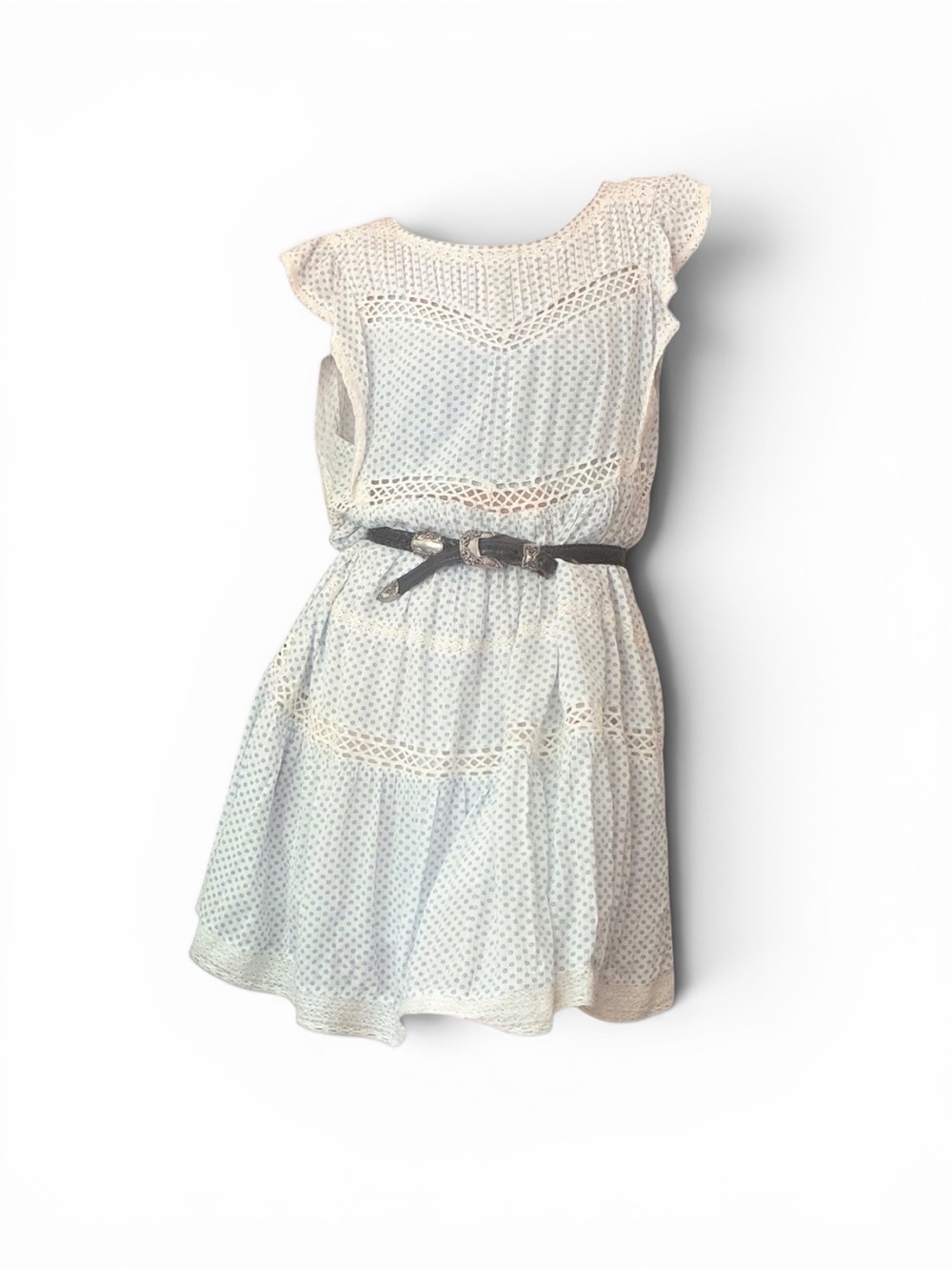 Free People Cream Eyelet Tiered Mini Dress